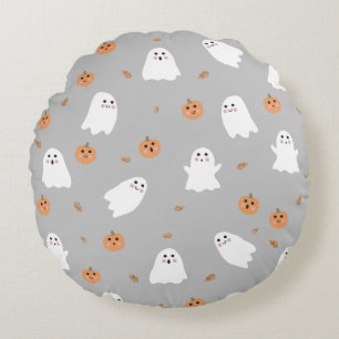 Coussins Ronds Motif d'Halloween gris et gris Citrouille