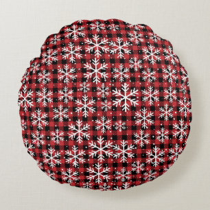 Coussins Ronds Motif d'hiver de la tordeuse à neige plate Buffalo