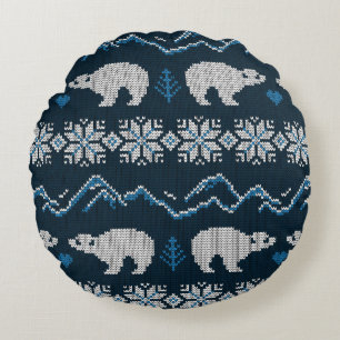 Coussins Ronds Motif d'hiver nue aux ours polaires