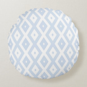 Coussins Ronds Motif diamant bleu pâle et blanc