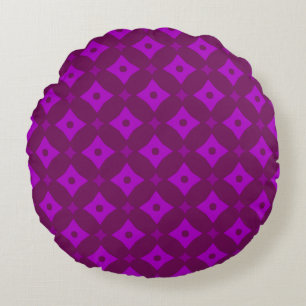 Coussins Ronds Motif diamant prune et orchidée