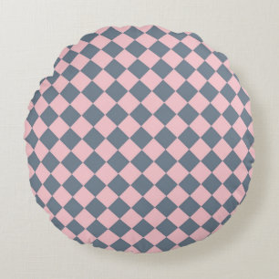 Coussins Ronds Motif diamant rose gris Checker