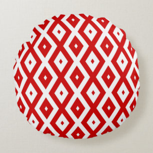 Coussins Ronds Motif diamant rouge et blanc