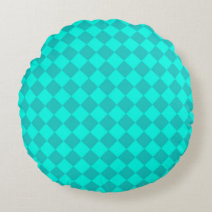 Coussins Ronds Motif diamant turquoise Checker