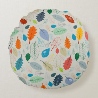 Coussins Ronds Motif d'illustration Feuilles d'automne vintage