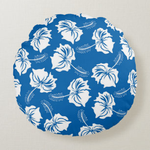Coussins Ronds Motif d'illustration moderne de l'Hibiscus blanc