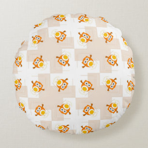 Coussins Ronds Motif d'illustration Orange Owl