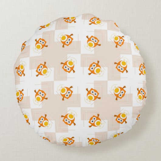 Coussins Ronds Motif d'illustration Orange Owl (Dos)