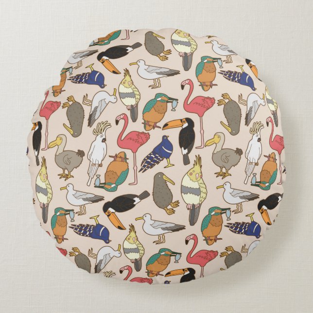 Coussins Ronds motif d'oiseaux transparent (Devant)