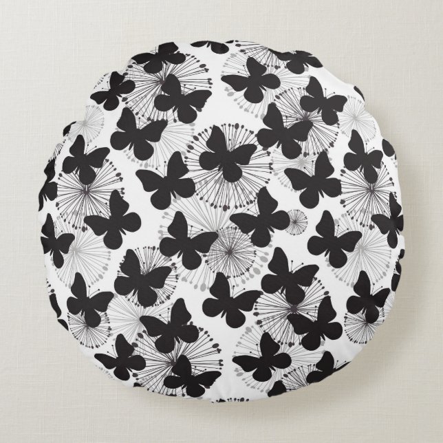 Coussins Ronds motif d'un papillon (Devant)