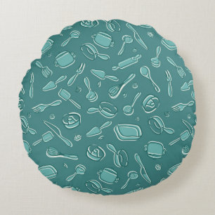 Coussins Ronds Motif d'ustensiles de cuisine