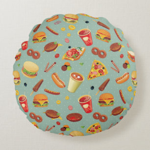 Coussins Ronds Motif élégant d'aliments de préparation rapide