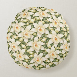 Coussins Ronds Motif élégant de fleur de vanille