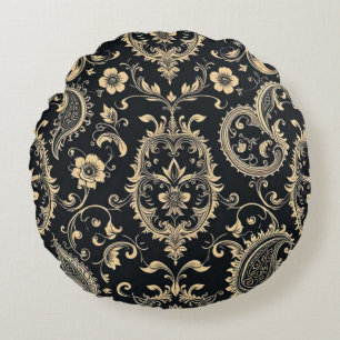Coussins Ronds Motif élégant vintage paisley damassé