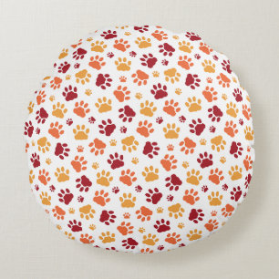 Coussins Ronds Motif Empreintes de Patte Ludiques