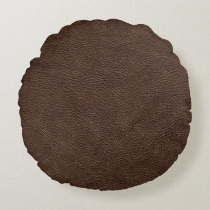 Coussins Ronds Motif en cuir Brown de texture d'impression