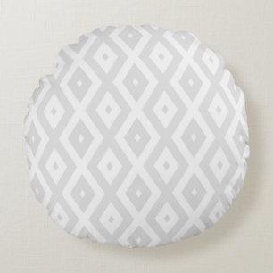 Coussins Ronds Motif en diamant gris clair et blanc