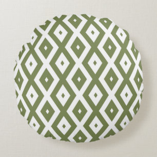 Coussins Ronds Motif en diamant vert et blanc