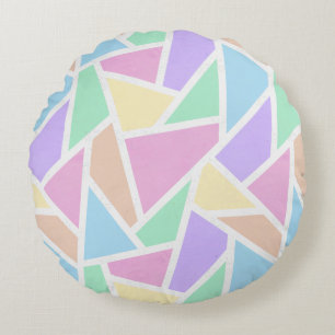 Coussins Ronds Motif en mosaïque arc-en-ciel Pastel