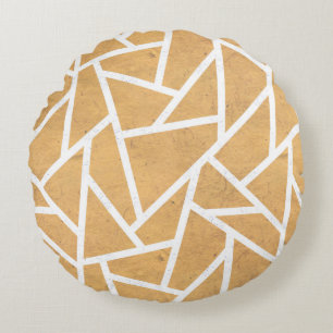 Coussins Ronds Motif en mosaïque jaune et blanc