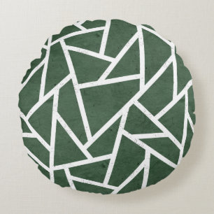 Coussins Ronds Motif en mosaïque verte et blanche