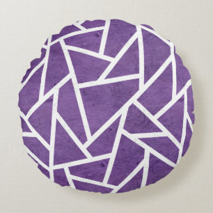 Coussins Ronds Motif en mosaïque violette et blanche