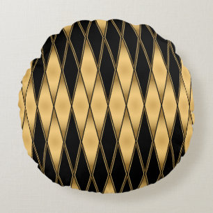 Coussins Ronds Motif en or et en noir