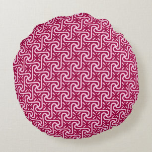 Coussins Ronds Motif en tuiles égyptiennes, bordeaux et rose