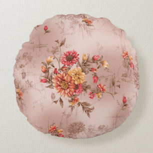 Coussins Ronds motif et fleur sans soudure avec fond de terre, fl