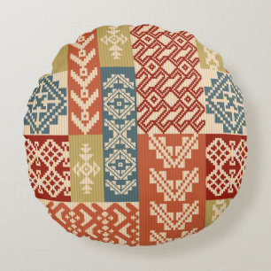 Coussins Ronds Motif ethnique décoratif géométrique