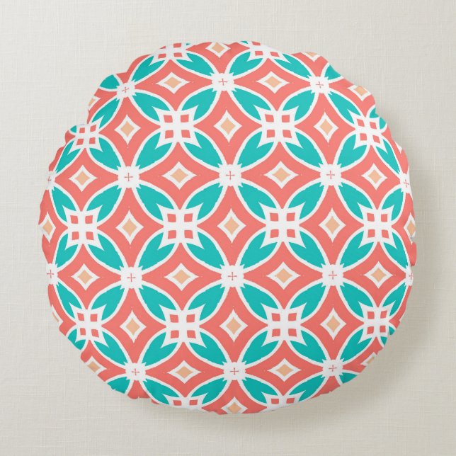 Coussins Ronds Motif ethnique multicolore (Devant)