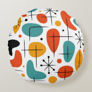 Coussins Ronds Motif étoile éclatée de style moderne du milieu du
