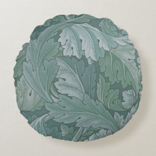 Coussins Ronds Motif feuille d'acanthe bleu sarcelle de William M