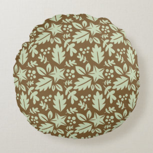 Coussins Ronds Motif Feuille de Chêne et d'Érable Rustique