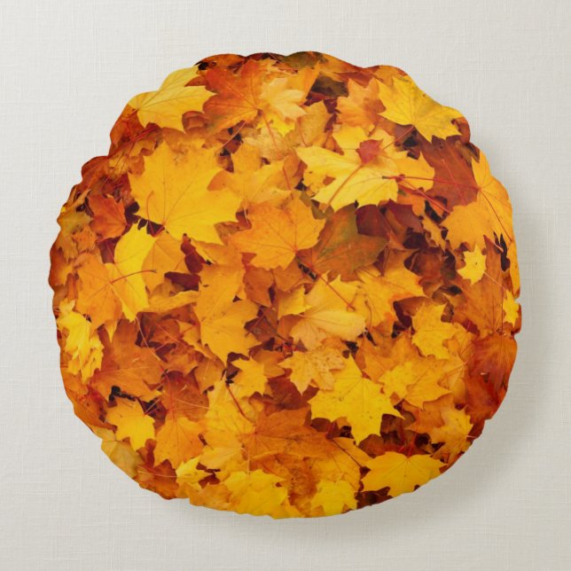 Coussins Ronds Motif Feuilles d'automne (Devant)