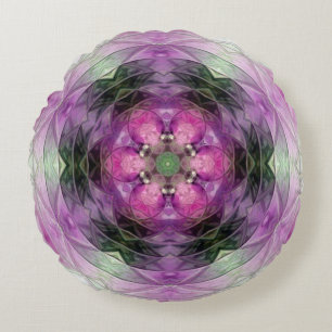 Coussins Ronds Motif flocon de neige étoile florale noir violet r