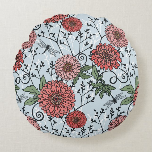 Coussins Ronds Motif floral 3 (Devant)
