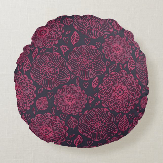 Coussins Ronds Motif floral 5 (Devant)