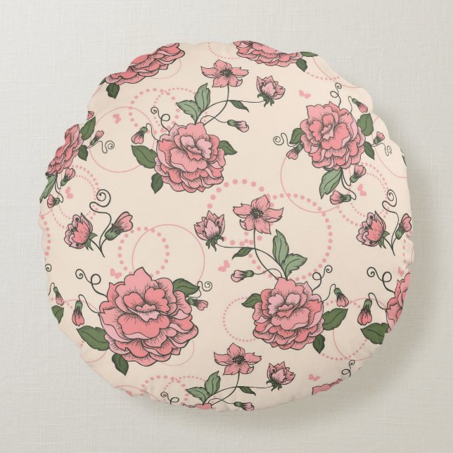 Coussins Ronds Motif floral 5 (Devant)