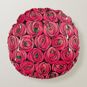 Coussins Ronds Motif floral Art Nouveau de rose de Rennie Mackint