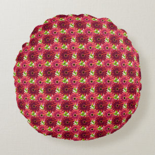 Coussins Ronds Motif floral audacieux avec papillons Rouge vibr