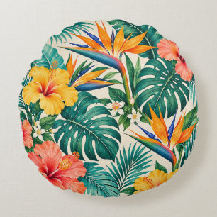 Coussins Ronds Motif floral botanique Paradis tropical