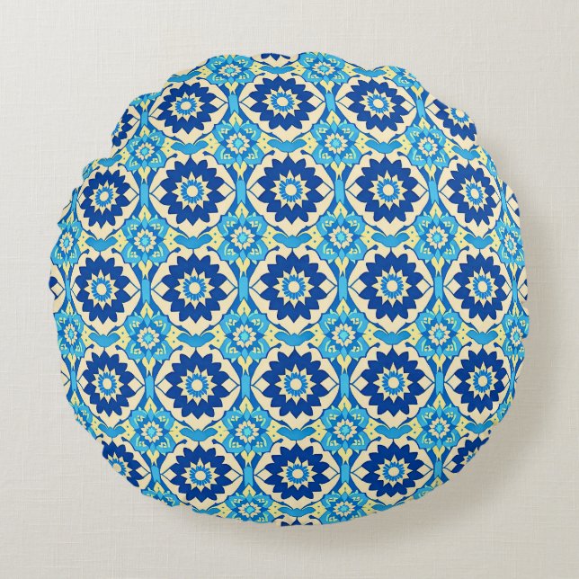 Coussins Ronds Motif floral chic boho dynamique (Devant)