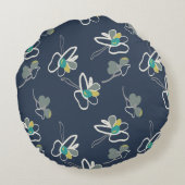 Coussins Ronds Motif floral cool de printemps bleu (Dos)