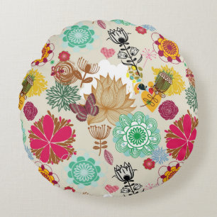 Coussins Ronds Motif floral dans le rétro style