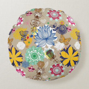 Coussins Ronds Motif floral dans le rétro style 3