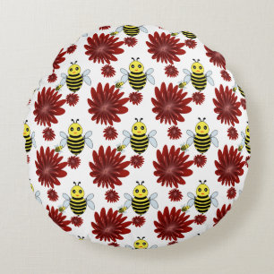 Coussins Ronds Motif floral de abeilles 