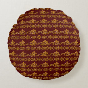 Coussins Ronds Motif floral de Bourgogne de style baroque