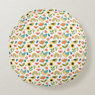 Coussins Ronds Motif floral de l'aquarelle de printemps