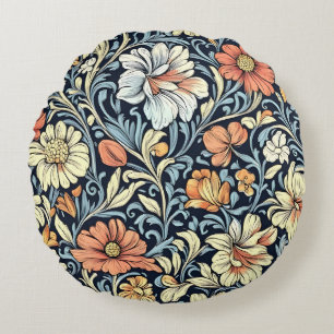 Coussins Ronds Motif floral de style William Morris à feuilles d'